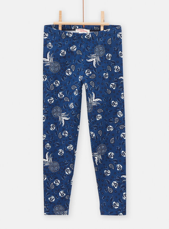 Leggings de color azul Bondi con estampado floral para niña TYADELEG / 24SI01J1CALC220