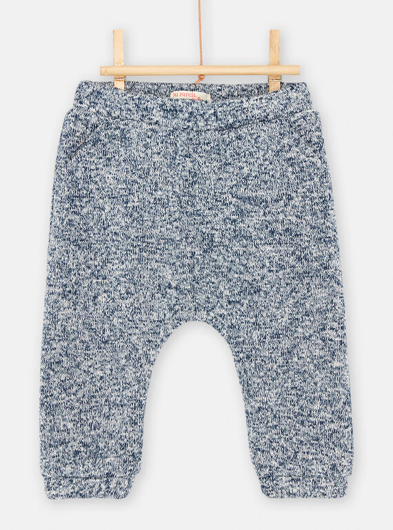 Pantalón de chándal azul ultramar jaspeado para bebé niño SUKHOBAJOG / 23WG10Q1JGB707