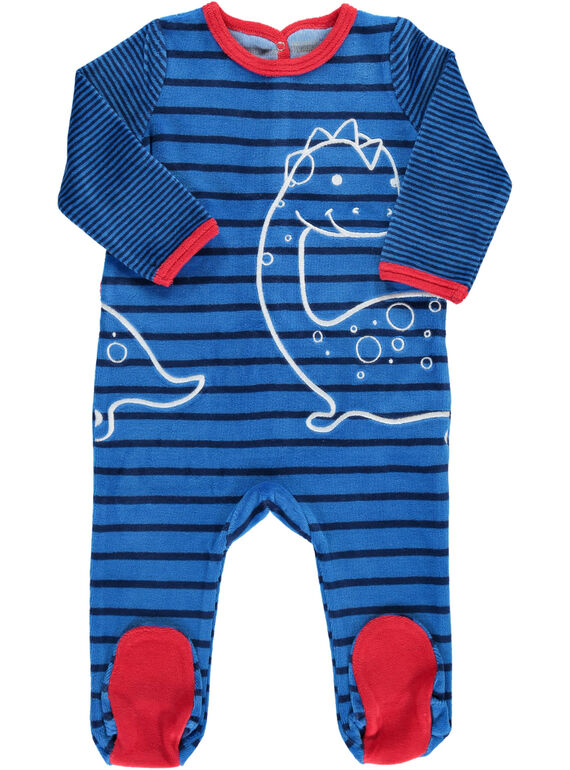 Baby boys' velour sleepsuit DEGAGRERAY / 18WH1446GRE099