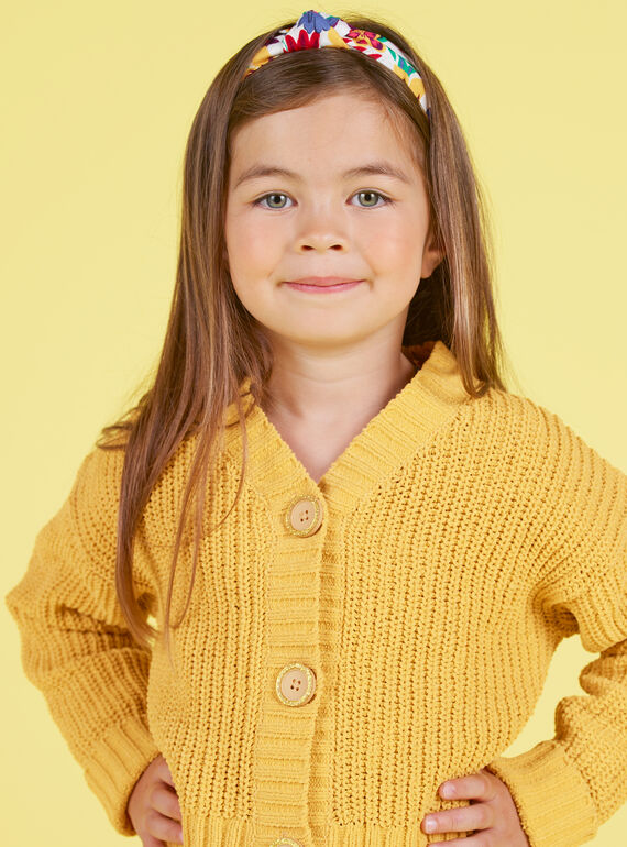 Cárdigan de manga larga de punto de color amarillo para niña MAMIXCAR1 / 21W901J2CARB106