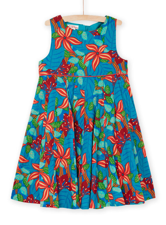 Vestido turquesa oscuro con estampado floral RABALROB1 / 23S901W2ROBC217