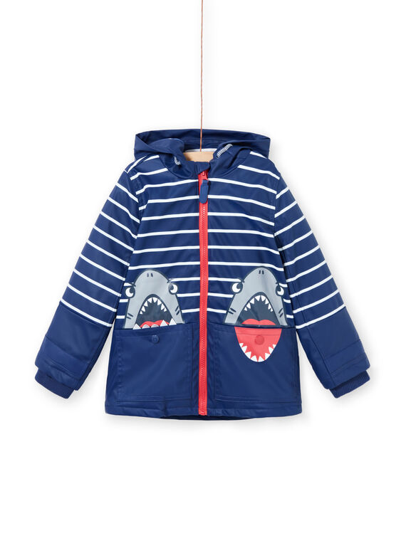 Impermeable de color azul marino con estampado de tiburón, para niño LOGROIMP2 / 21S902R1IMP070