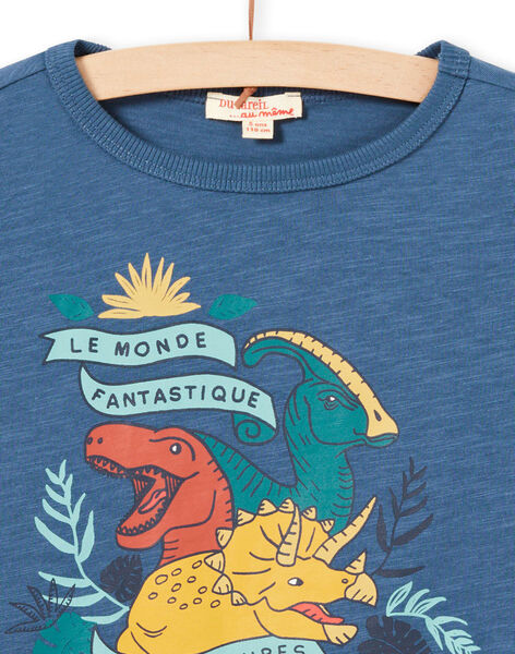 Camiseta de manga larga azul con estampado de dinosaurios para niño MOPATEE2 / 21W902H2TML219
