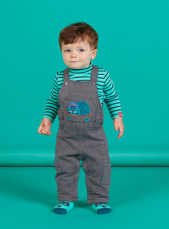 Peto de rayas azul con estampado de gato para bebé niño MUTUSAL1 / 21WG10K2SALC234