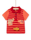 Polo naranja y rojo de rayas para bebé niño NUFLAPOL / 22SG10R1POL405
