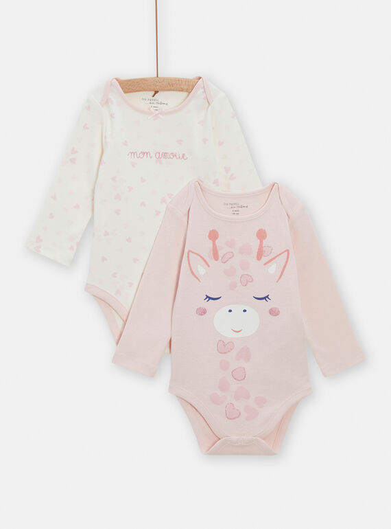 Pack de 2 bodis de color crudo y rosa de manga larga para bebé niña TEFIBODGIR / 24SH1365BDLE408