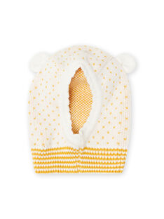 Pasamontañas de color crudo de punto con detalles de orejas para bebé niña MYICOBON / 21WI0965BON001