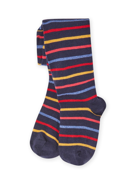 Leotardos de rayas de color azul noche para niña MYAMIXCOL / 21WI01J1COLC205