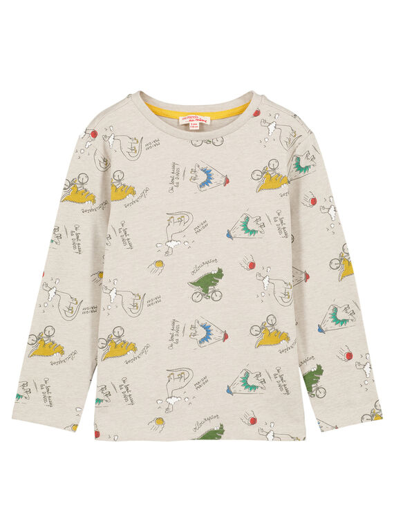 Camiseta de manga larga estampada de color gris jaspeado GOJAUTEE4 / 19W902H2TMLA011