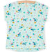 Camiseta azul hielo con estampado de loro y floral para niña