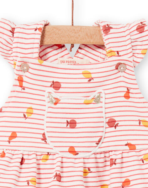 Vestido de rayas de color rosa y naranja, para bebé niña LINAUROB2 / 21SG09L1ROB318