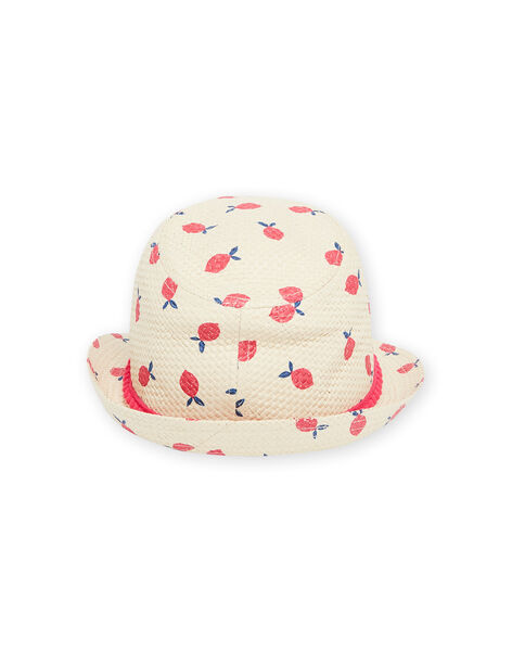 Sombrero de color natural con estampado de fruta para niña NYAHAT2 / 22SI01C5CHA009