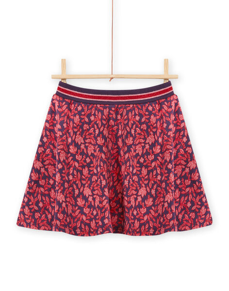 Falda azul con estampado floral para niña MAFUNJUP3 / 21W901M2JUPH703