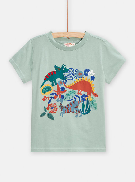 Camiseta verde agua con estampado de dinosaurios para niño TOJATI / 24S90211TML614