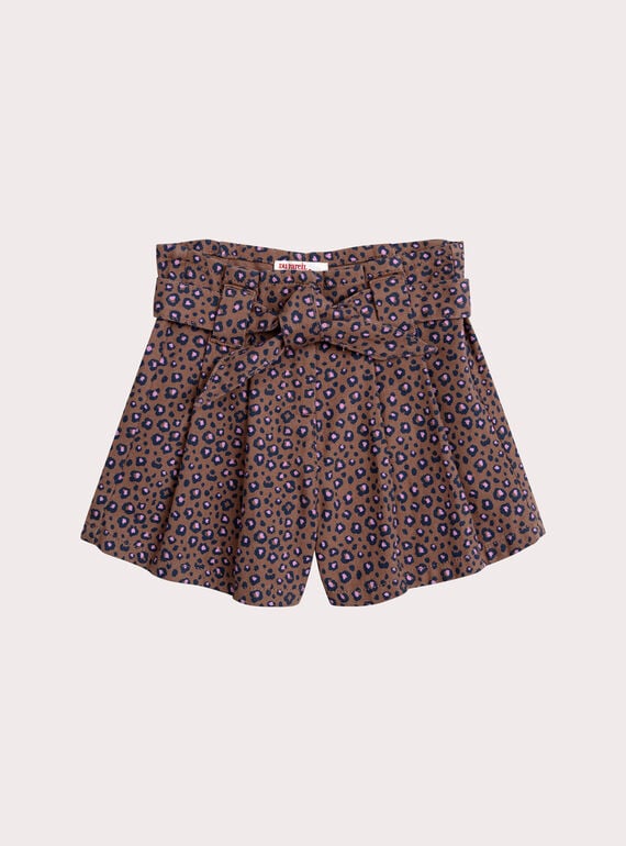 Pantalón corto con estampado de leopardo para niña