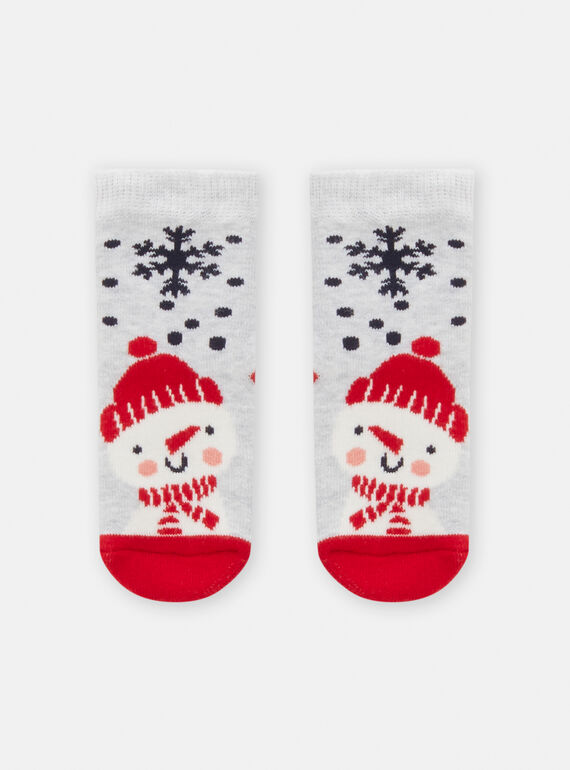 Calcetines de color gris jaspeado y rojo para bebé niño SYUWAYCHO / 23WI10S1SOQJ922