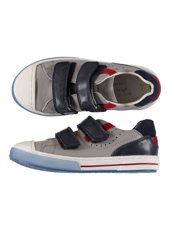 Zapatillas bimateria de piel para niño FGBASGREY / 19SK3641D3F940