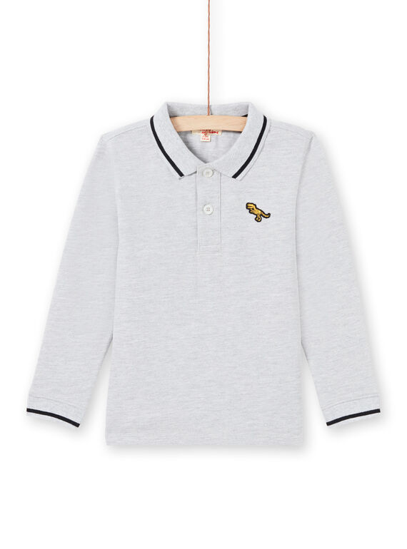 Polo de manga larga liso de color gris jaspeado para niño MOJOPOL3 / 21W90215POLJ922
