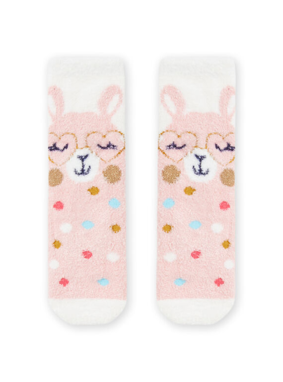 Calcetines de color crudo con estampado de llama de fantasía para niña MYAHICHO / 21WI01U1SOQ003