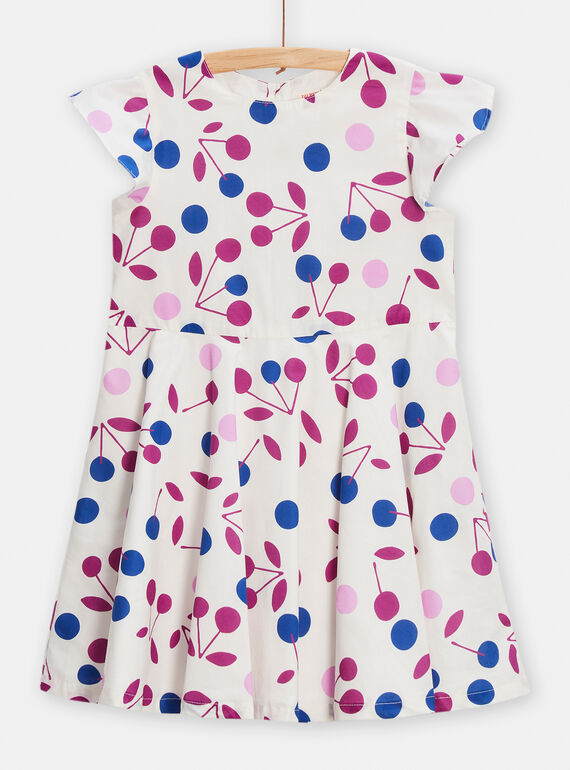 Vestido blanco con estampado de cerezas para niña TAPAROB2 / 24S90124ROB001