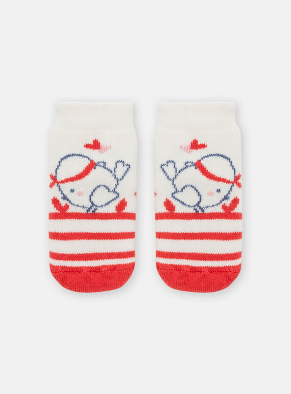 Calcetines rojos con estampado de pájaro para niña TOU1CHO1 / 24SF40H1SOQA001