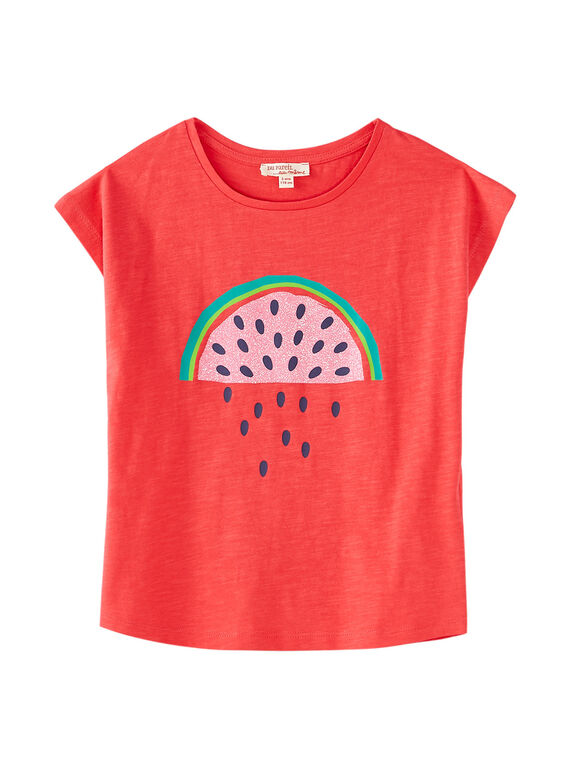Camiseta de manga corta con estampado de sandía con brillo JAJOTI9 / 20S901T5D31F506