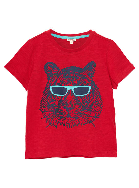 Camiseta de manga corta de color rojo con estampado de tigre para niño JOJOTI4 / 20S90242D31F505