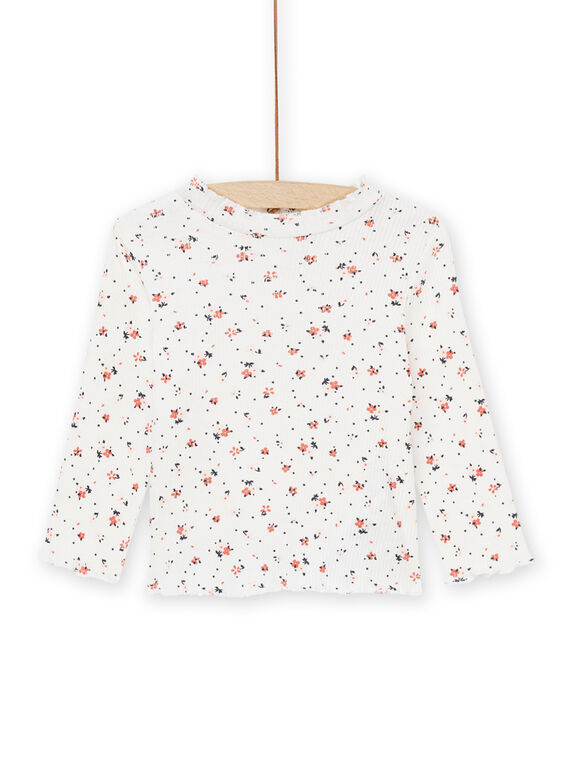 Jersey fino de punto de canalé con estampado floral PIJOSOUPRIB3 / 22WG09C4SPL001