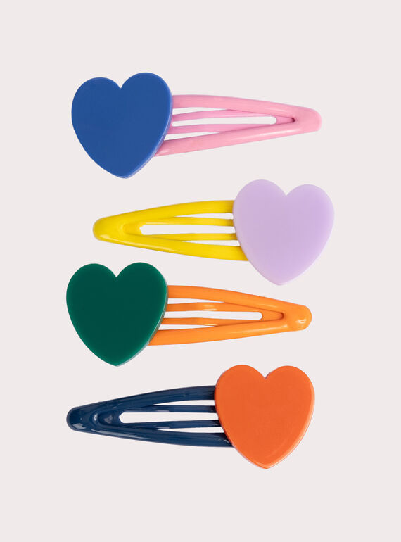 Lote de 4 barras de corazones multicolores para niña VYAJOCLIP4 / 24WI01L6BRT099