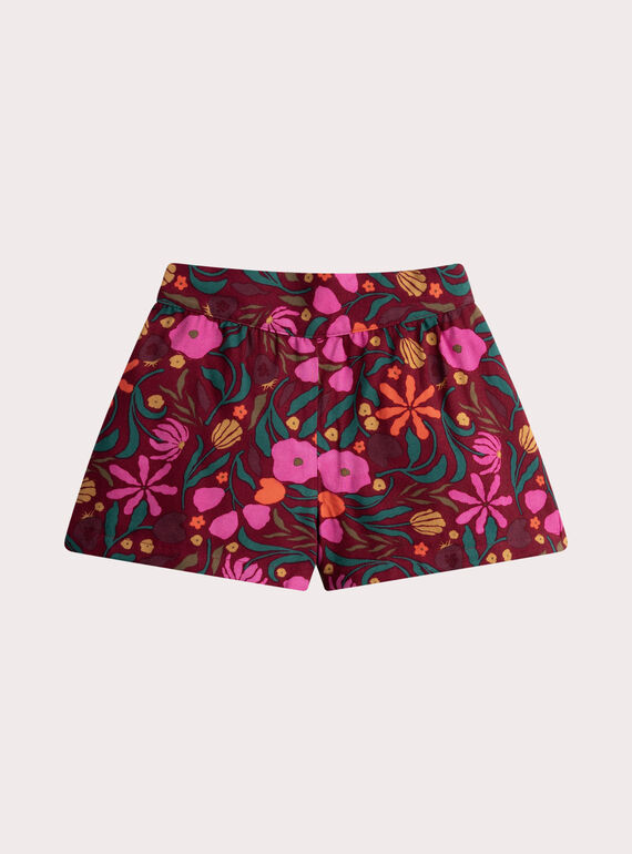 Pantalón corto de niña con estampado floral rojo VAKOSHORT / 24W90131SHOF529
