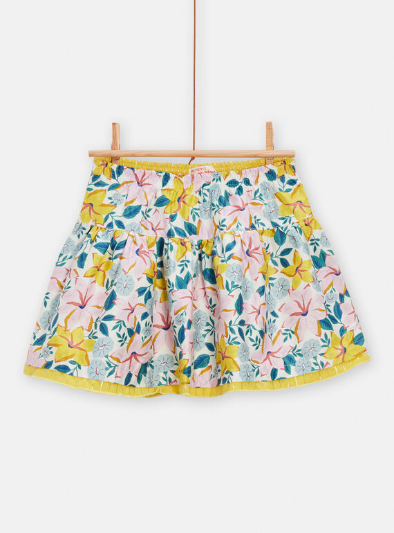Falda reversible de color crudo con estampado de flores para niña TAPOJUP / 24S901M1JUP001