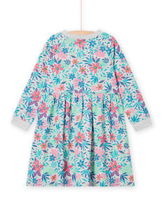 Vestido gris jaspeado, azul y rosa con estampado de hojas y flor NAJOROB4 / 22S90174ROB943