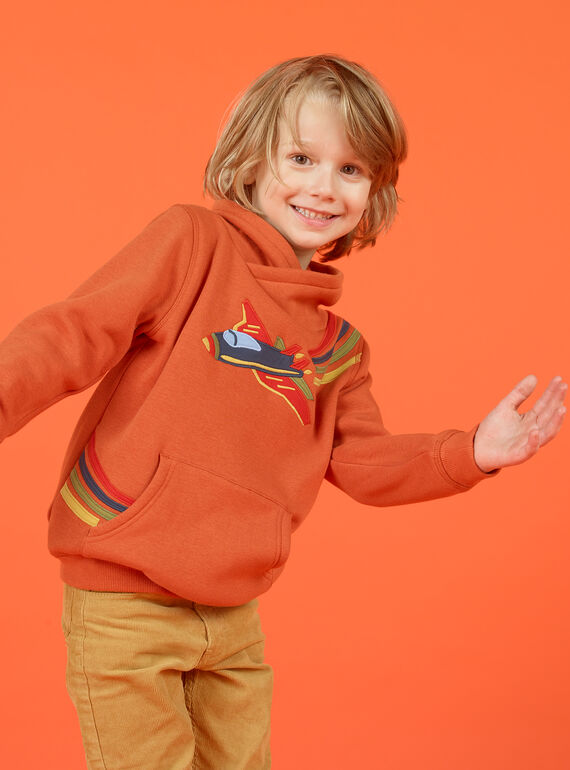 Sudadera naranja con estampado de avión colorido para niño MOCOSWE / 21W902L1SWE408