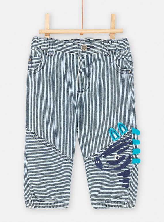 Pantalón azul y blanco con estampado de rayas para bebé niño SUDUPAN2 / 23WG10P2PANC203