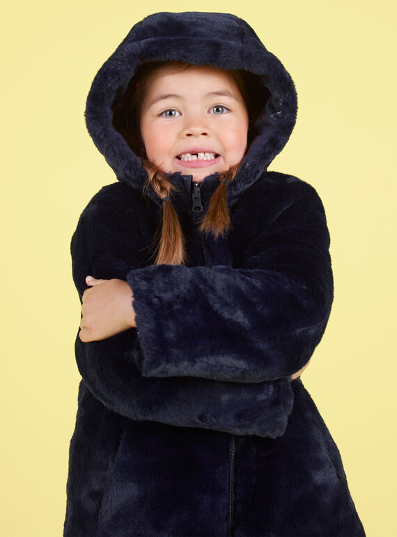 Parka reversible azul marino de pelo artificial para niña MANUIPARKA / 21W90154PAR070