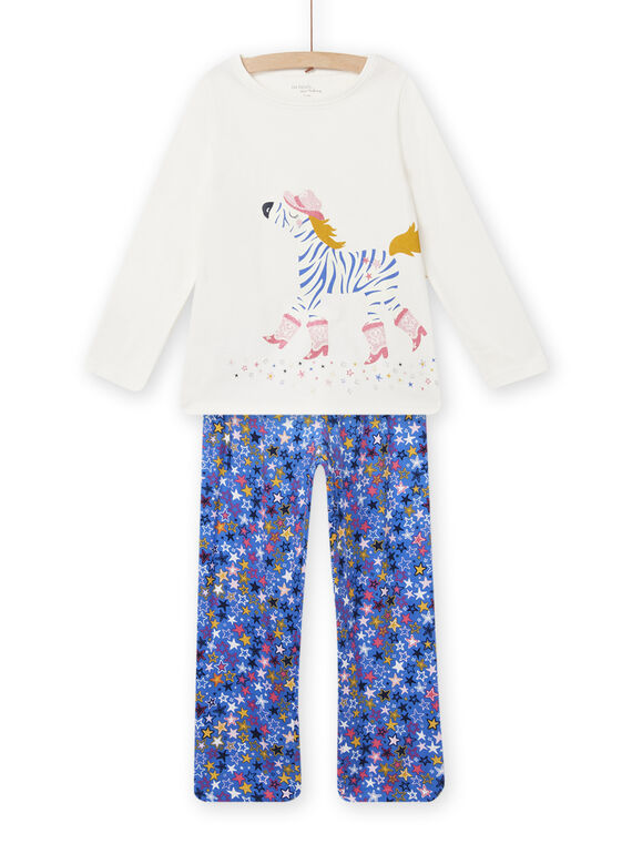 Pijama de camiseta y pantalón con estampado de cebra y estampado de estrella para niña NEFAPYJTIA / 22SH11G6PYJ001