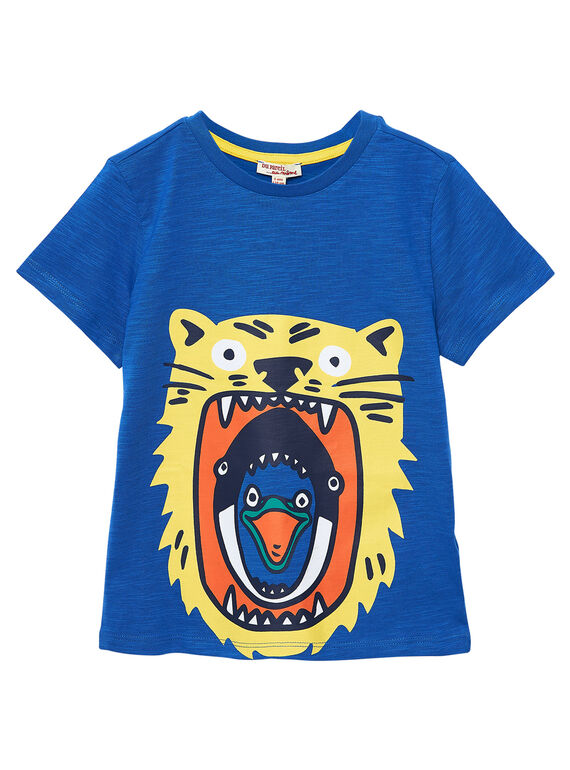 Camiseta de manga corta de color azul cobalto con estampado de animales para niño JOJOTI2 / 20S90246D31703