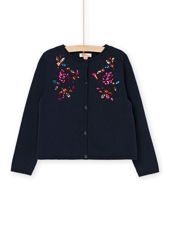 Cárdigan negro con estampado de flores de lentejuelas RAJUNCAR / 23S901U1CARC243