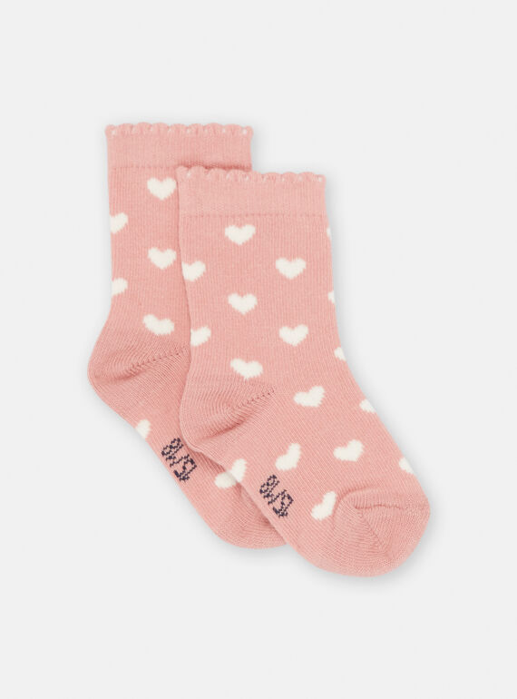 Calcetines rosas con estampado de corazón para bebé niña SYIJOSOQ3 / 23WI09M3SOQD329