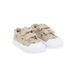 Zapatillas de tela beige con estampado de tigres y leones