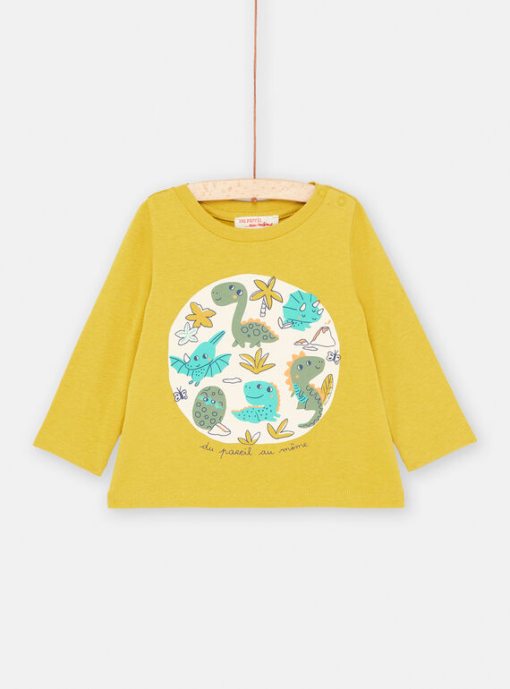 Camiseta de color amarillo citronela con estampado de dinosaurios para bebé niño SUVERTEE3 / 23WG10J1TML108