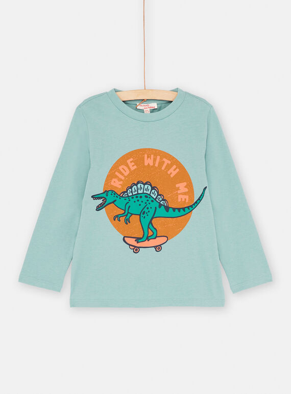 Camiseta azul aguamarina con dibujo de dinosaurio SOJOTEE3 / 23W902F4TML204