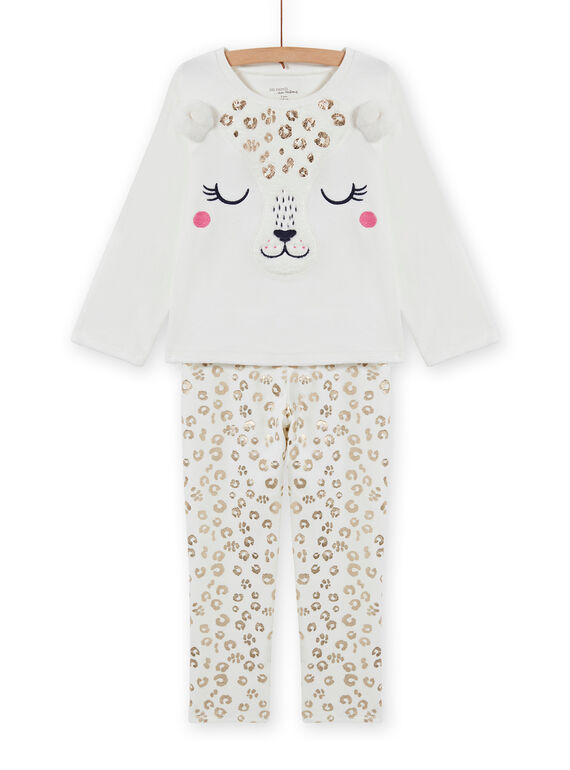 Pijama de terciopelo con estampado de leopardo para niña MEFAPYJFEL / 21WH1198PYJ001