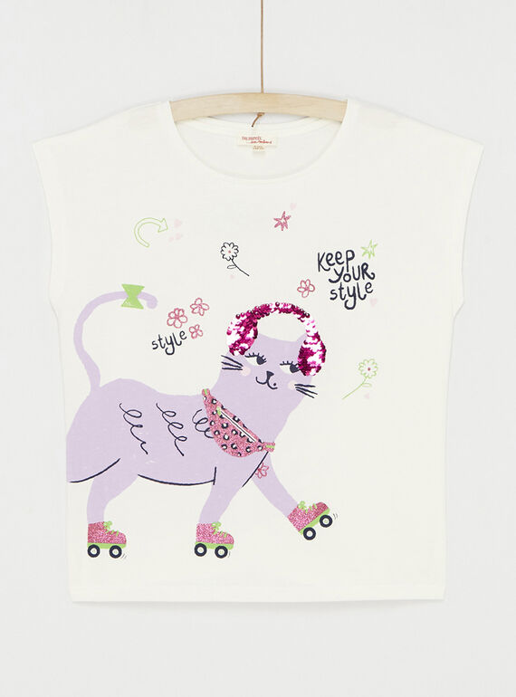 Camiseta color crudo con dibujo de gato SALINTI2 / 23W901H1TEE001