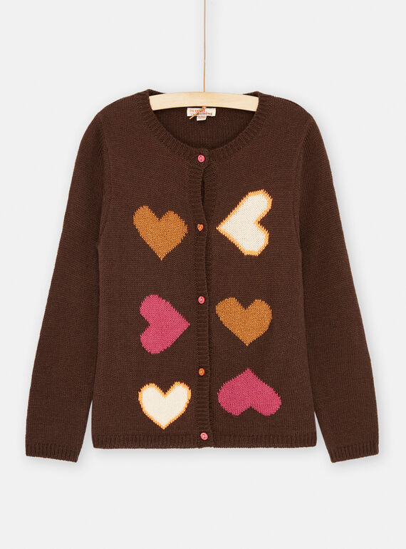 Cárdigan marrón con estampado de corazones SALOCAR1 / 23W901R1CARI803