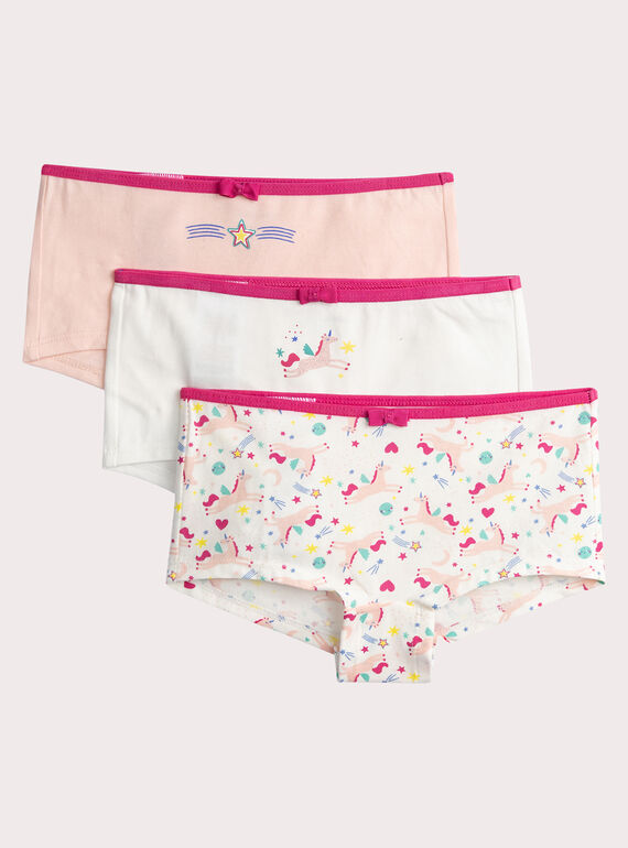 Lote de 3 shorty con estampado de fantasía para niña  VEFAHOTUNI / 24WH1183SHY001