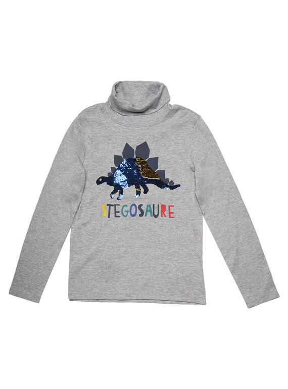 Jersey fino de canalé de color gris jaspeado con lentejuelas reversibles GOJAUSOUP / 19W902H1SPL943