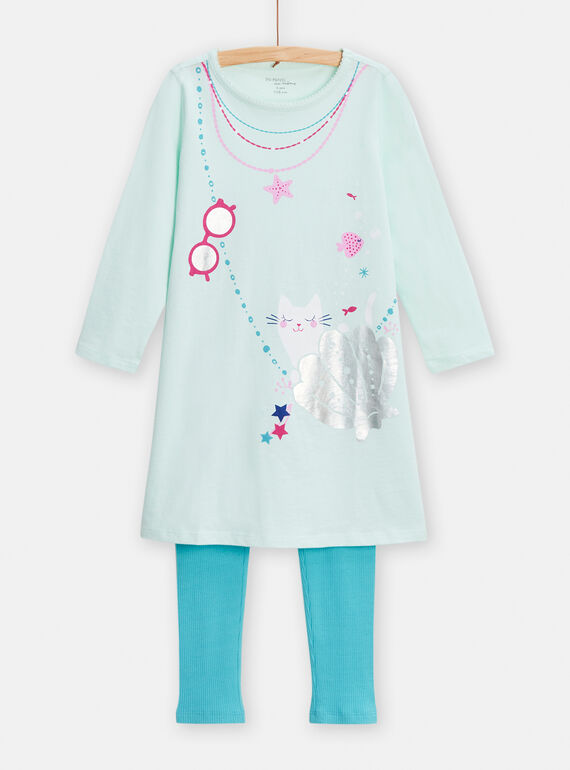 Pijama azul con dibujo metalizado para niña TEFACHUBAG / 24SH1141CHNG621