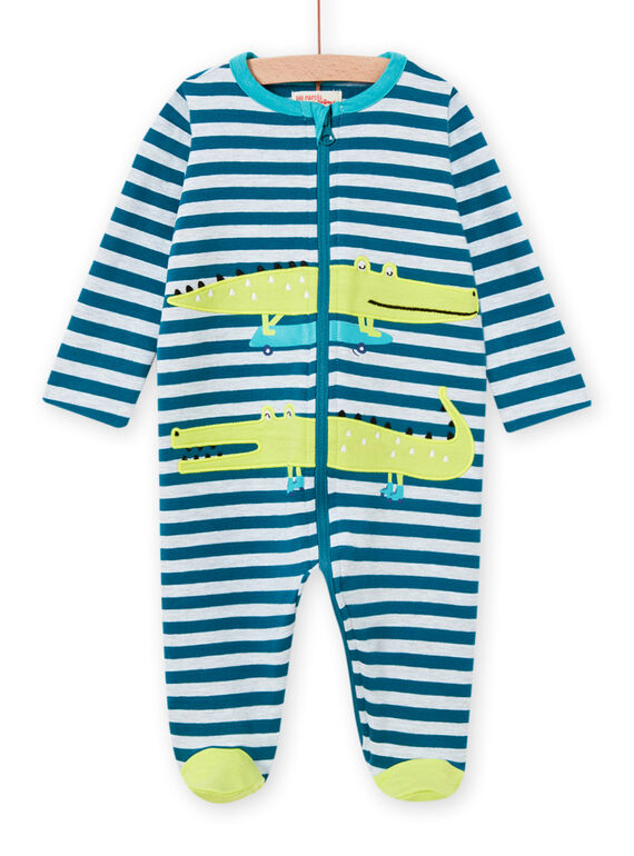 Pelele azul de rayas con estampado de cocodrilo para bebé niño MEGAGRECRO / 21WH1482GRE715