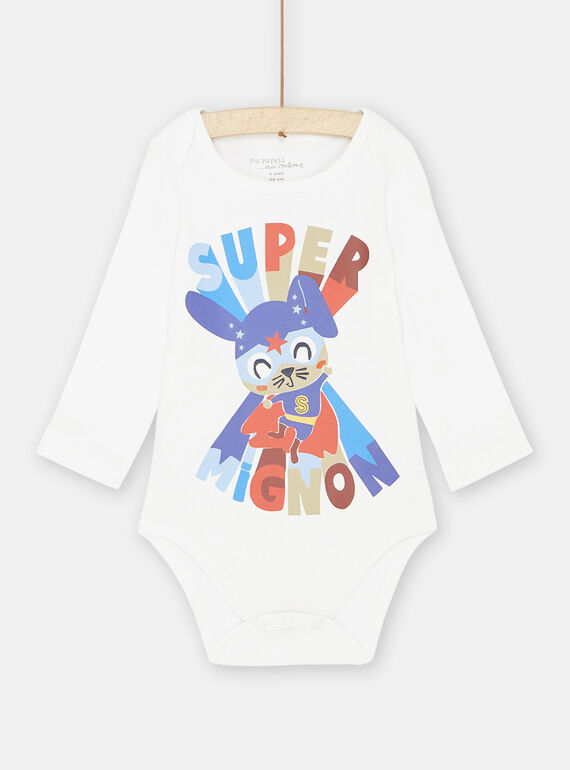 Body blanco con estampado de superhéroes conejo para bebé niño SEGABODHERO / 23WH1466BDL000